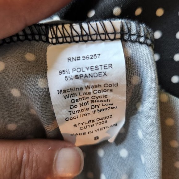 PERSEPTION CONCEPT Black white POLKA DOT dress Small stretch knit flare - Picture 5 of 8